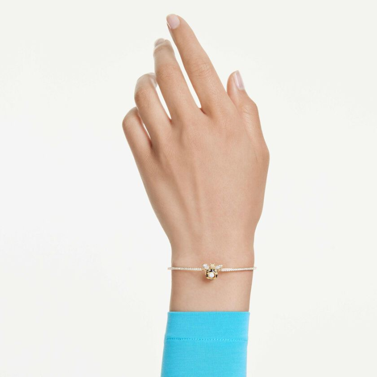 Idyllia bracelet Mixed cuts, Bee, Multicolored, Gold-tone plated