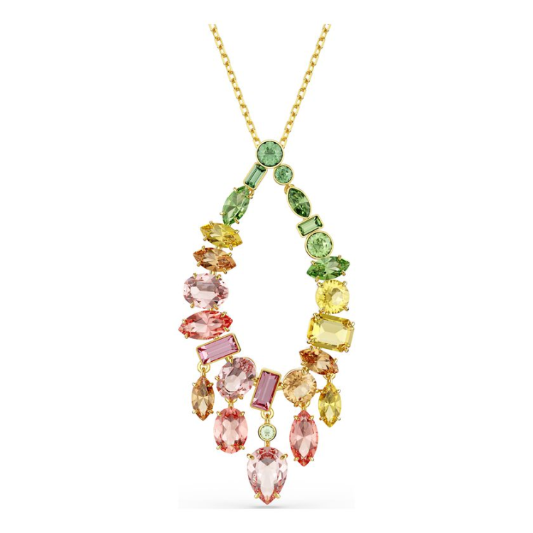 Gema pendant Mixed cuts, Multicolored, Gold-tone plated