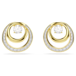 Hyperbola stud earrings Round cut, White, Gold-tone plated