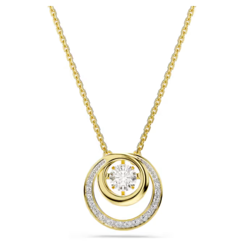 Hyperbola pendant Round cut, White, Gold-tone plated