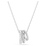 Hyperbola pendant Round cut, White, Rhodium plated
