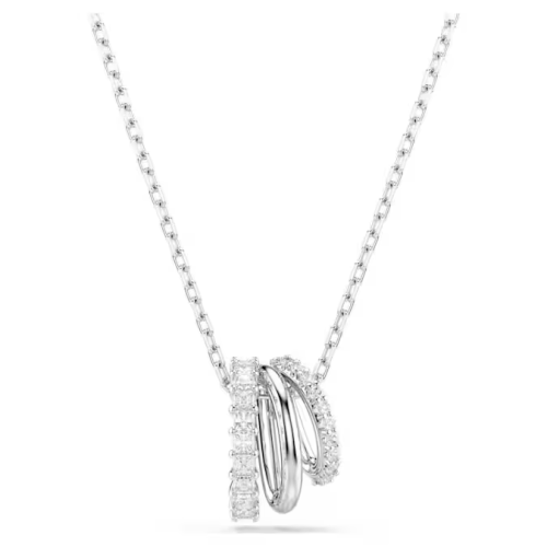Hyperbola pendant Round cut, White, Rhodium plated