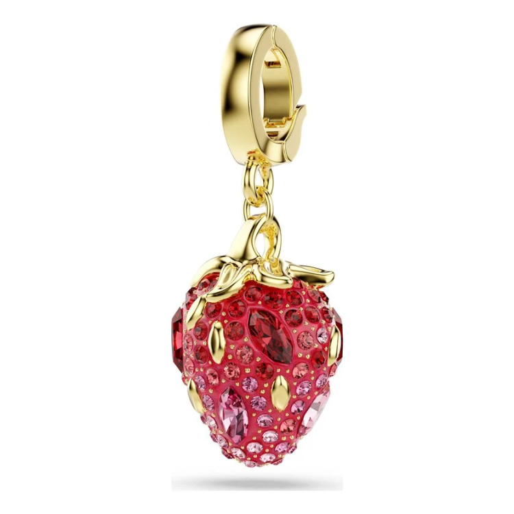 Idyllia charm Mixed cuts, Strawberry, Red, Gold-tone plated