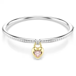 Idyllia bangle Mixed cuts, Heart, Pink, Mixed metal finish
