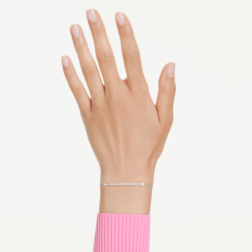 Idyllia bracelet Mixed cuts, Arrow, White, Rhodium plated