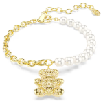 Idyllia bracelet Crystal pearl, Round cut, Teddy, Gold tone, Gold-tone plated