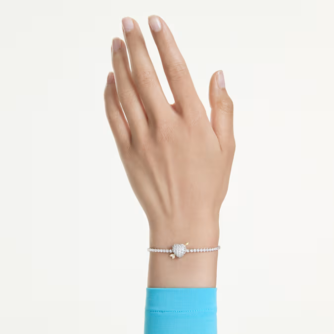 Idyllia bracelet Mixed cuts, Heart with arrow, White, Rhodium plated