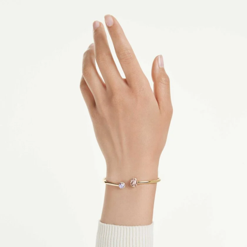 Chroma bangle Mixed cuts, Multicolored, Gold-tone plated