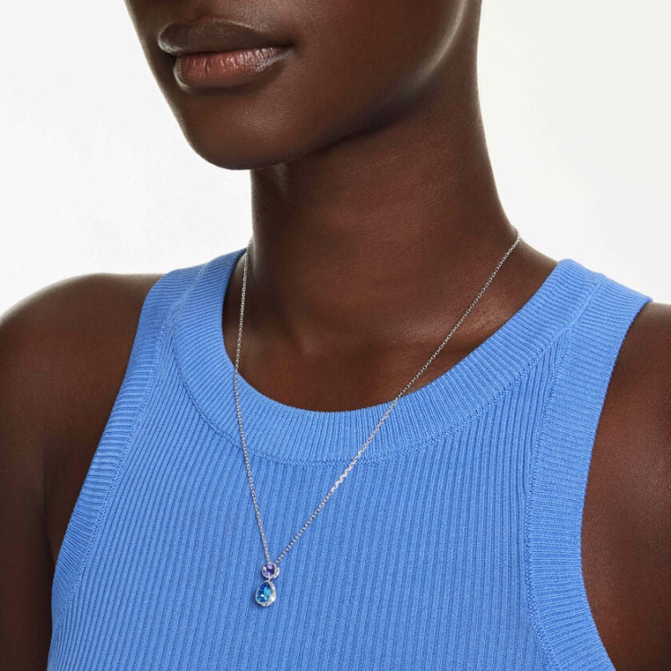 Chroma pendant Mixed cuts, Multicolored, Rhodium plated