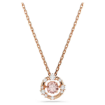 Constella pendant Round cut, Dancing stone, Pink, Rose gold-tone plated