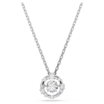 Constella pendant Round cut, Dancing stone, White, Rhodium plated