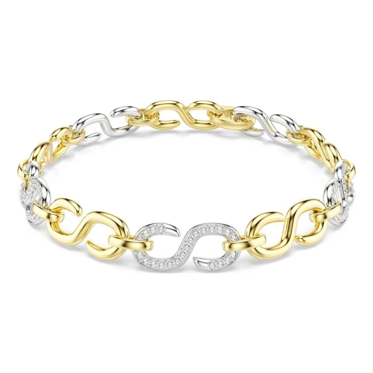 Dextera bracelet Round cut, White, Mixed metal finish