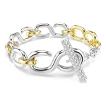 Dextera bracelet Round cut, T-bar, White, Mixed metal finish
