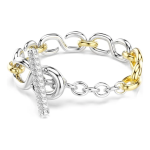 Dextera bracelet Round cut, T-bar, White, Mixed metal finish