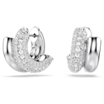 Dextera hoop earrings Round cut, Mini, White, Rhodium plated