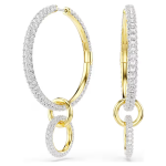 Dextera hoop earrings Round cut, White, Gold-tone plated