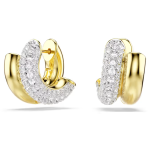 Dextera hoop earrings Round cut, Mini, White, Gold-tone plated