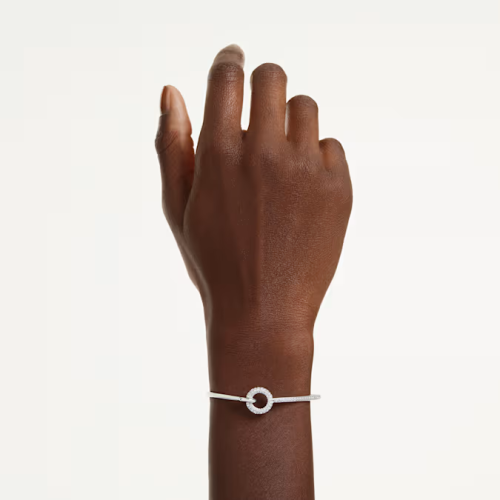 Dextera bangle Round cut, White, Rhodium plated