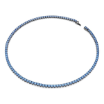 Matrix Tennis necklace Round cut, Blue, Ruthenium plated