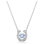 Symbolica pendant Round cut, Pavé, Horse shoe, Blue, Rhodium plated
