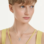 Symbolica pendant Crystal pearl, Round cut, Pavé, Horse shoe, White, Rhodium plated