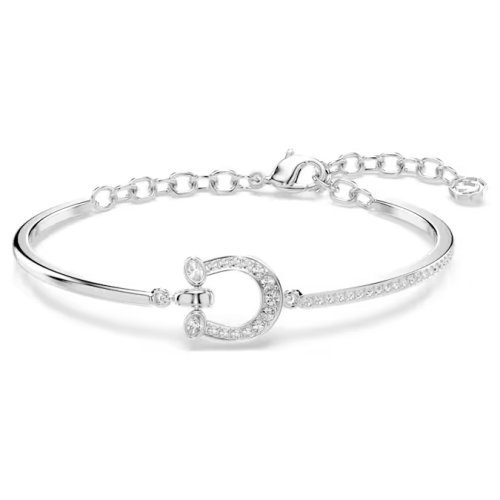 Symbolica bracelet Pavé, Horse shoe, White, Rhodium plated