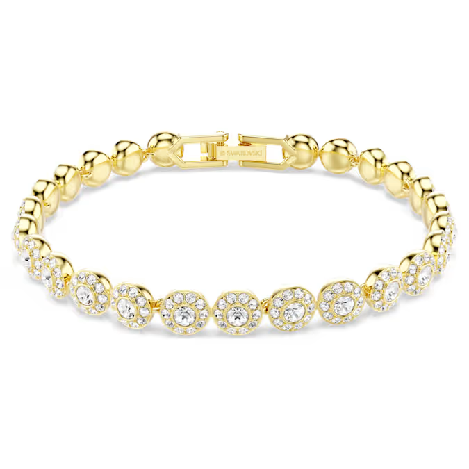 Una Angelic bracelet Round cut, White, Gold-tone plated