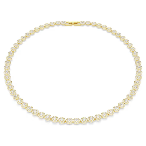 Una Angelic necklace Round cut, Small, White, Gold-tone plated