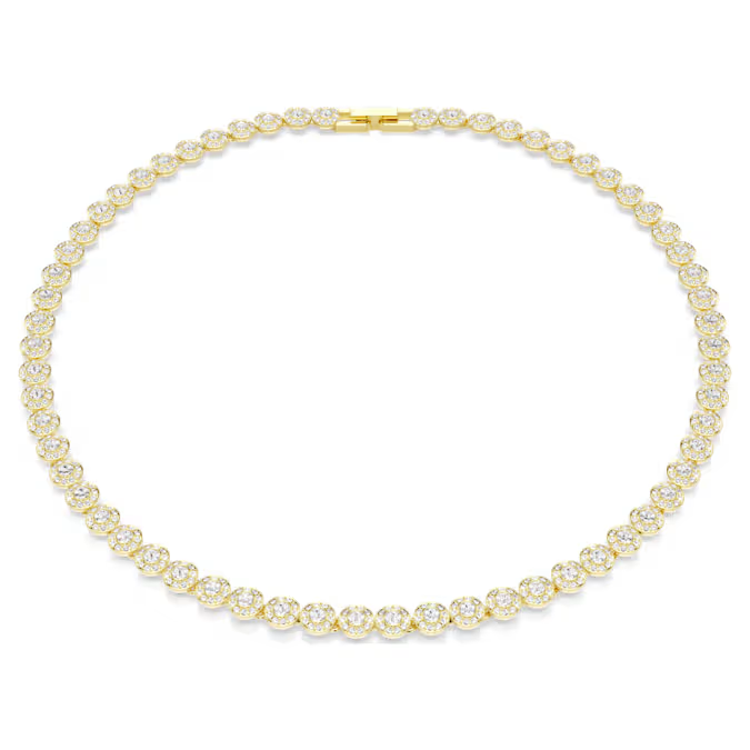Una Angelic necklace Round cut, Small, White, Gold-tone plated