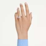 Una Angelic motif ring Mixed cuts, Heart, White, Rhodium plated