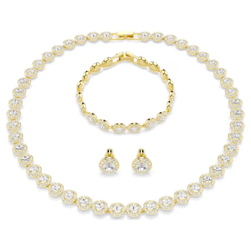 Una Angelic set Set (3), Round cut, White, Gold-tone plated