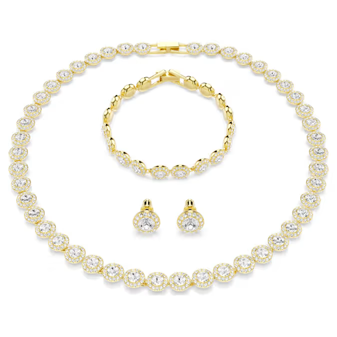 Una Angelic set Set (3), Round cut, White, Gold-tone plated