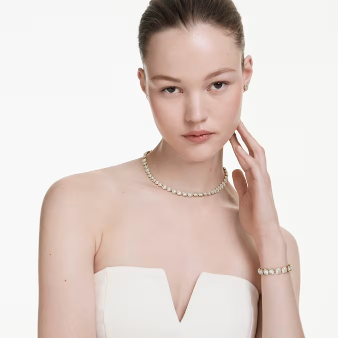 Una Angelic set Set (3), Round cut, White, Gold-tone plated