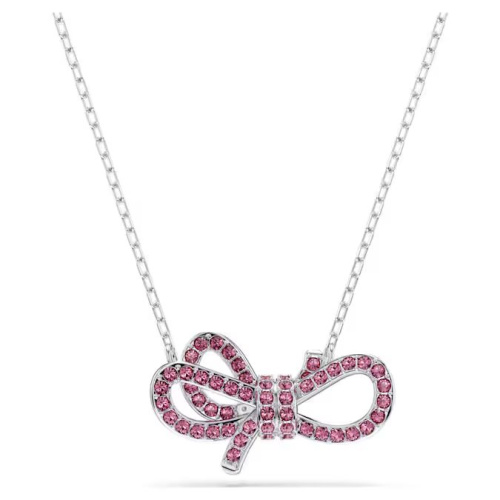 Lifelong Bow pendant Bow, Pink, Rhodium plated