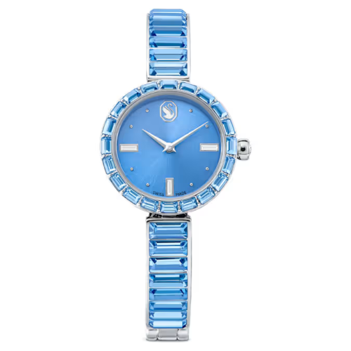 Matrix bangle watch Swiss Made, Crystal bracelet, Blue, Stainless steel