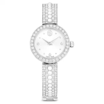 Matrix pearl bangle watch Swiss Made, Crystal bracelet, White, Stainless steel