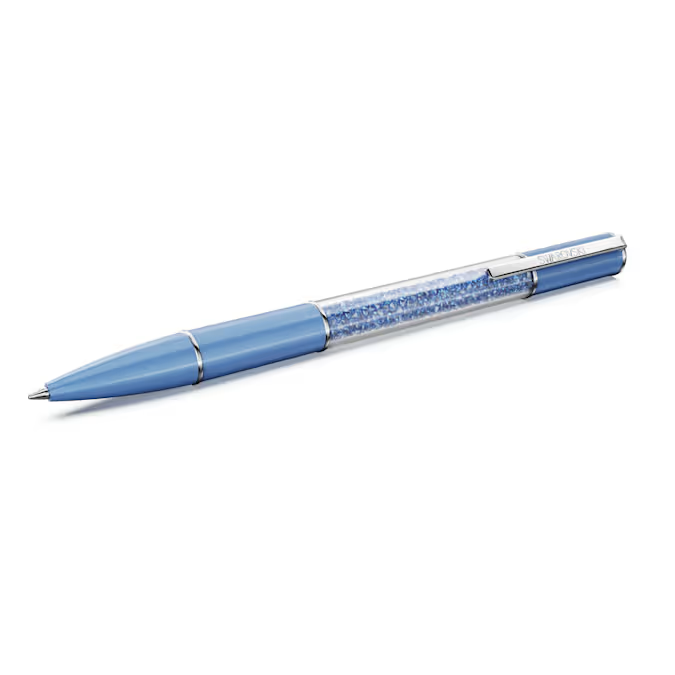 Crystalline ballpoint pen ReCreated™ crystals, Blue, Blue lacquered, Chrome plated