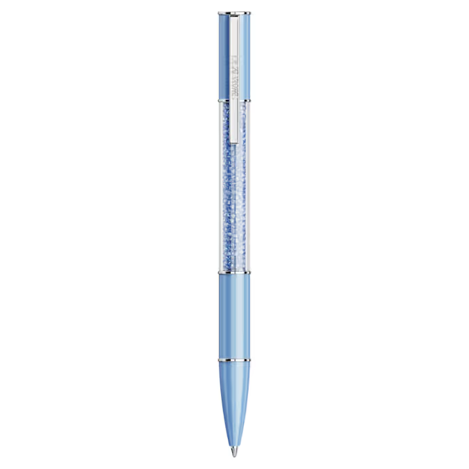 Crystalline ballpoint pen ReCreated™ crystals, Blue, Blue lacquered, Chrome plated
