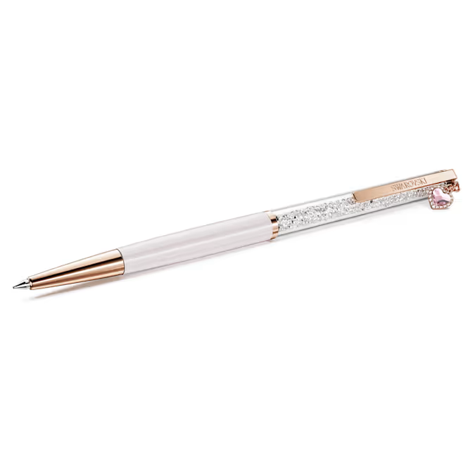 Crystalline ballpoint pen Heart, Pink, Pink lacquered, Rose gold-tone plated