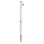 Crystalline ballpoint pen Heart, Pink, Pink lacquered, Rose gold-tone plated