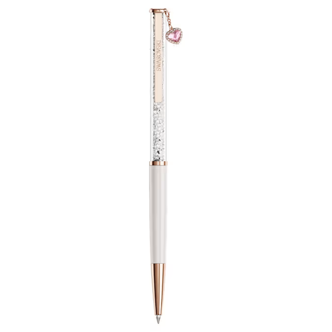 Crystalline ballpoint pen Heart, Pink, Pink lacquered, Rose gold-tone plated