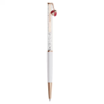 Crystalline ballpoint pen Ladybug, White, Red lacquered, Rose gold-tone plated