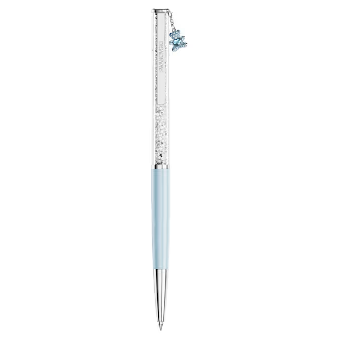 Crystalline ballpoint pen Teddy, Blue, Blue lacquered, Chrome plated