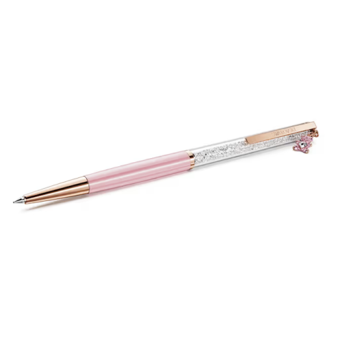 Crystalline ballpoint pen Teddy, Pink, Pink lacquered, Rose gold-tone plated