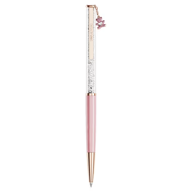 Crystalline ballpoint pen Teddy, Pink, Pink lacquered, Rose gold-tone plated
