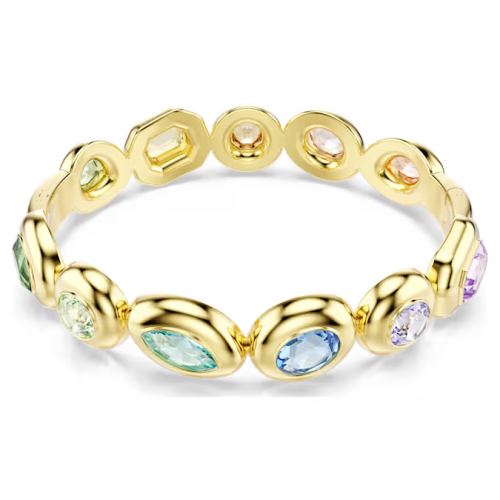 Gema bangle Mixed cuts, Multicolored, Gold-tone plated