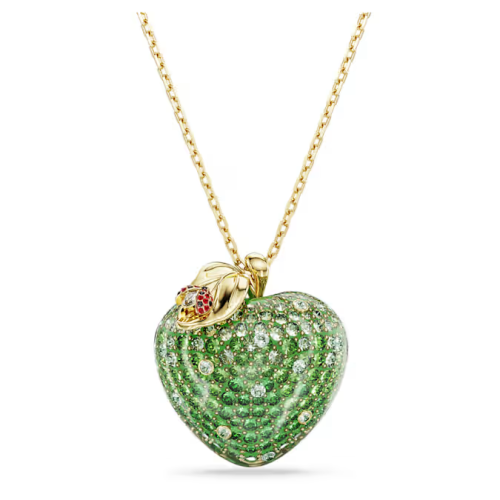 Idyllia pendant Mixed cuts, Apple, Green, Gold-tone plated