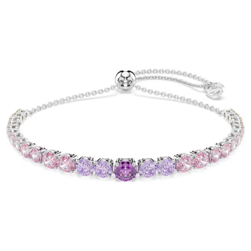 Matrix Tennis bracelet Gradient of round cuts, Multicolored, Rhodium plated