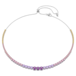 Matrix Tennis necklace Gradient of round cuts, Multicolored, Rhodium plated