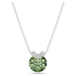 Bella V pendant Round cut, Green, Rhodium plated